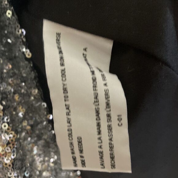 Tulle Black Silver Sequin Sleeveless Lined Fit & Flare Mini Dress Size L - Picture 4 of 8